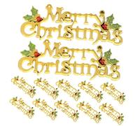 HEALSOPTHY 12 pièces Décorations Suspendues de Noël Plastique Panneaux Lettres Dorées pour Porte Ambiance Festive Intérieure et Extérieure