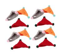 HEALSOPTHY 12 Pièces Mini Knit Hats for Dolls and Small Animals Handmade Triangular Crochet Beanie Set in Orange DIY Craft Accessories for Holiday Decorations and Creative Projects