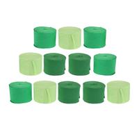 HEALSOPTHY 12 Rouleaux de Serpentins en Papier Crépon Vert Pastel Assortiment 3 Teintes Vert Clair Décoration Jungle pour Fêtes d'anniversaire et Mariages Banderoles Légères et Modulables