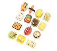 HEALSOPTHY 15 pièces Miniature Fake Pizza and Bread Food Models for Doll House Decoration Realistic Resin Food Ornaments for Role Play and DIY Mini House Craft