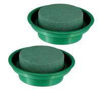 HEALSOPTHY 2 pièces Bloc Mousse Ronde Verte pour Composition DIY Haute Densité Absorption Deau Base Fleuriste Pratique pour Arrangements et Décorations