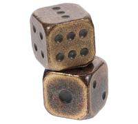 HEALSOPTHY 2 pièces Dés de Jeu Métal Coins Accessoires de Jeux de Société pour Fête et Enseignement Lot de Dés Vintage Bronze Ancien