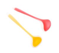 HEALSOPTHY 2 pièces Louche à Soupe Silicone de Cuillères Jaune et Rouge Ustensiles de Cuisine Pratiques Résistants Chaleur Antidérapants pour Service et Cuisson