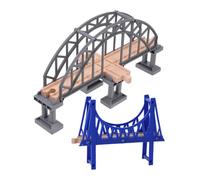 HEALSOPTHY 2 Pièces Ponts de Train Jouets Accessoires de Ferrée pour Modélisme Pont Suspendu Gris et Bleu pour Jeux DIY Garçon Fille Éducatif de Construction de Scènes Ferroviaires