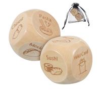 HEALSOPTHY 2 pièces Set de Dés Bois Décision Alimentaire Motifs de Nourriture Portable pour Planification Repas Jeux Soirée