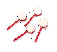 HEALSOPTHY 2 pièces Tambour à Poignée Bois Rouge Peau de Mouton Musical Traditionnel Chinois pour Garçon Fille Stimule Audition Coordination Main Œil Lot