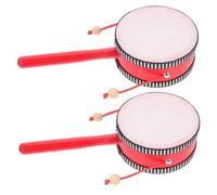 HEALSOPTHY 2 pièces Tambour Main Traditionnel Jouets Éducatifs Précoces Tambour à Secouer Vintage pour Garçon Fille Stimulent Audition Couleur et Intérêt Musical