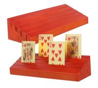 HEALSOPTHY 2pièces Lot de Supports Bois pour Cartes à Jouer avec Rainures Inclinées Base Affichage pour Cartes De Jeu pour Exposition sur Table Ou Étagère