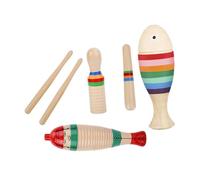 HEALSOPTHY 3 Ensembles Set de Instruments de Percussion Bois pour Débutants Guiro Poisson Tambourin Arc Ciel et Cloche Bois Musical pour Garçon Fille Éducatif Éveil Musical