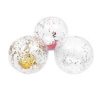 HEALSOPTHY 3 pièces Balles de Plage Gonflables PVC avec Paillettes Balles de Plage Transparentes pour Activités Extérieures et Fêtes