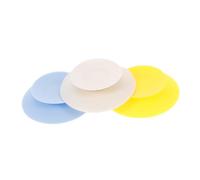 HEALSOPTHY 3 Pièces Lot de Silicone Double Face pour Antidérapante Supports pour et Assiettes Garçon Fille Silicone Sûr et Facile à Nettoyer Jaune Bleu Foncé et Blanc Cassé