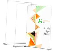 HEALSOPTHY 3 pièces Présentoirs de Table Acrylique Clair Lot de Supports Stables pour Affichage Menu Brochures et Cartes Adaptés Restaurants Bureaux et Événements