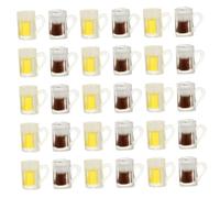 HEALSOPTHY 30 Pièces Miniatures Resin Beer Cups Set Realistic DIY Craft Accessories for Dollhouse Kitchen and Furniture Decoration Bright Color Beer Models for Scrapbooking and Phone Case