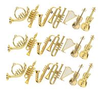 HEALSOPTHY 35 Pièces Décoration d'instruments de Musique Miniature Jouets de Corne pour Enfants Mini modèle de Trompette Mini Figurines d'instruments Instruments Miniatures Plastique Doré