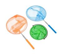 HEALSOPTHY 3Pièces Filets pour Garçon Fille Filets Télescopiques Acier Inoxydable Seau Pliant Orange Bleu et Vert Outils Exploration pour Activités Plein