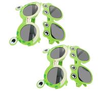 HEALSOPTHY 4 Lunettes de Soleil Grenouille Vertes pour Fête Halloween, Légères et Confortables, Accessoires Amusants en Abs pour Adultes et Garçon et Filles, Pack de 4