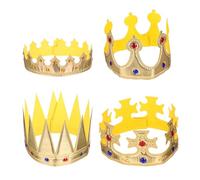 HEALSOPTHY 4 Pièces Couronnes Garçon Fille Décoratives pour Anniversaire et Halloween Accessoires Roi Adorable Confortable et Stable pour Fêtes et Spectacles