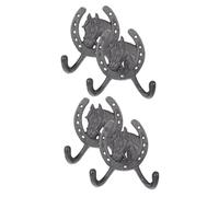 HEALSOPTHY 4 pièces Crochets Muraux Vintage Lot de Patère Double Forgé Style Antique pour Rangement et Décoration Murale