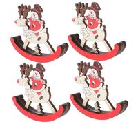 HEALSOPTHY 4 Pièces Décoration Noël Cheval à Bascule Ornements Festifs Miniatures pour Sapin et Intérieur Ambiance Chaleureuse