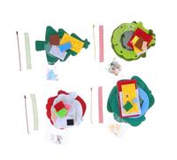 HEALSOPTHY 4 Pièces Décorations Suspendues de Noël Miniatures DIY Père Noël Non-tissé Couronne Ornement Festif pour Activités Créatives Garçon Fille