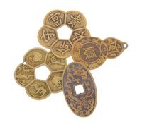 HEALSOPTHY 4 Pièces Feng Shui Coins Laiton Ancien pour Divination et Décoration Chinoise Accessoires Chance et Prospérité Énergie Positive