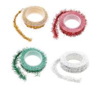 HEALSOPTHY 4 Pièces Guirlandes Tinsel de Noël Métalliques Fines Lamelles Colorées Vert Décoration Suspendue pour Sapin Fête et Plafond