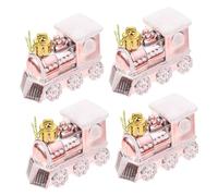 HEALSOPTHY 4 Pièces Pendentifs de Noël Forme de Petit Train Décoration Festive Plastique Sécurisée Lot pour Sapin Mariage et Fête