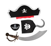 HEALSOPTHY 4 Pièces Set de Accessoires Cosplay Pirate pour Fête Halloween Performance Scénique Comprenant Pirate Crochet et Cache Œil pour Soirée Déguisée