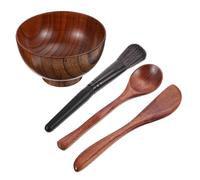 HEALSOPTHY 4 pièces Set de Bois pour Masque Facial DIY Outils de Soin Visage Réutilisables Bol à Mélanger Sûr et Facile à Nettoyer pour Masque Cosmétique