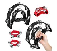 HEALSOPTHY 4 pièces Tambourins Éducatifs avec Grelots pour Garçon Fille Bracelets Sonores et Tambourin Pied Musical pour Apprentissage Rythme et Développement Cérébral