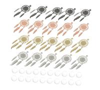 HEALSOPTHY 40 pièces Dream Catcher DIY Gemstone Base Pendants with Glass Cabochons Home Decor Adornments for Living and Nursery Hanging Ornaments in Light and Gun