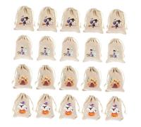 HEALSOPTHY 40 pièces Sacs Halloween Coton Résistants Sacs à Cordon avec Motifs Fantômes et Sorcières et Décoration Friandises Halloween