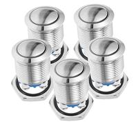 HEALSOPTHY 5 pièces Interrupteur Bouton Poussoir Étanche Momentané Tête Plate Inox Feu Usage Intérieur Humide et Poussiéreux Stable et Fiable pour Bateaux