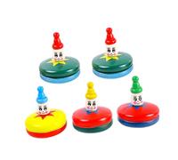 HEALSOPTHY 5 pièces Lot de Toupies Bois Cartoon Gyroscopique Manuel pour Garçon Fille Jouets Éducatifs Bois pour Coordination Main Œil