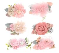 HEALSOPTHY 6 pièces Barrettes Fleur Accessoires Coiffure Fille Pince Crocodile et Confortable pour Bébés
