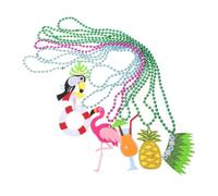 HEALSOPTHY 6 Pièces Collier Hawaïen Perles Décoratives Tropicales avec Pendentifs Accessoires de Fête Plage Aloha pour Femmes et Hommes Look Élégant et Polyvalent