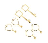 HEALSOPTHY 6 pièces DIY Epoxy Pendants Set With Open Back Metal Frame Charms For Jewelry Making Hollow Mold Key Theme Bracelets And Necklaces Accessories