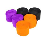 HEALSOPTHY 6 Rouleaux Papier Crépon Halloween Décoration Suspendue Noir et Orange Accessoires Diy pour Fête et Ambiance Halloween