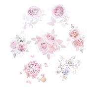HEALSOPTHY 7 feuilles Stickers Thermocollants Fleurs pour Vêtements Transferts Thermiques Résistants Décorations Personnalisées pour Shirts Jeans et Sacs Autocollants à Repasser Durables
