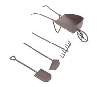 HEALSOPTHY 8 Pièces Miniature Dollhouse Gardening Tools Set Mini Wheelbarrows Shovels Rakes for Succulent Farming and Dollhouse Garden Decoration Accessories