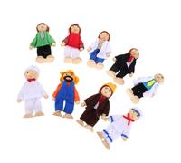 HEALSOPTHY 9 Pièces Figurines Bois pour Maison de Poupées Famille Flexible Jouets Éducatifs pour Garçon Fille avec Personnages Polyvalents pour Jeux Imagination et Raconter des Histoires