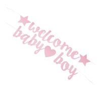 HEALSOPTHY Bannière de Bienvenue Pailletée pour Fille 2 Pièces Décoration Shower et Révélation du Bannière Suspendue pour Fête Bébé Accessoires Photo et Décor Mural Réutilisables