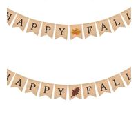 HEALSOPTHY Bannière Décorative Happy Fall en Tissu Kaki Feuilles D'érable et Citrouille pour Fête D'automne, Décoration Suspendue Chic pour Mur de Salle et Fête à Thème