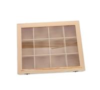 HEALSOPTHY Boîte Bois pour Collection de Roches Compartiments avec Couvercle Transparent Rangement Robuste pour Minéraux Pierres et Cristaux Vitrine de Présentation pour Amateurs de Minéraux
