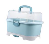 HEALSOPTHY Boîte de Rangement pour Biberons Large Bleu Profond pour Bébé, Organisateur Portable en Pp Résistant Égouttoir Amovible, pour Stockage et Séchage en Nurserie,