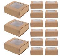 HEALSOPTHY Boîtes D'allumettes en Papier Kraft Fenêtre Transparente, Lot de 20 Pièces, Petite Boîte Vintage 6,6 X 6,6 X 3 Cm, pour Décoration, Rangement et Loisirs Créatifs