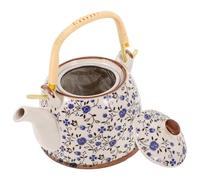 HEALSOPTHY Bouilloire en Émail Fleurie 1000ml Résistante la Chaleur Infuseur Pratique pour Théière Élégante et Service à Thé la Maison
