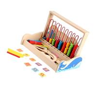 HEALSOPTHY Boulier Bois Multifonction pour Garçon Fille Jeu Éducatif Montessori pour Apprendre Les Chiffres Calcul et Motricité Outil Mathématique Intelligente pour École et Éveil Précoce