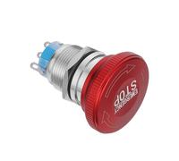 HEALSOPTHY Bouton D'arrêt D'urgence Métal 19 Mm Plat 3 Broches Ip65 Étanche avec Fonctions No/nf, Verrouillage par Rotation, Interrupteur Industriel pour Sécurité Machine en Extérieur