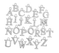 HEALSOPTHY Breloques Alphabet En Alliage Blanc k Strass, 26 Lettres, Petit Pendentif Délicat Diy, Accessoires Pour Fabrication Bijoux, Breloques Collier Charme, Loisirs Créatifs